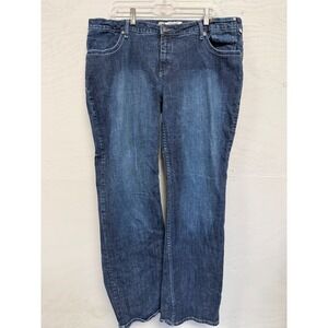 Mecca Femme Womens Dark Wash Straight Leg Jeans Embroidered Blue Logo MF 19.5W